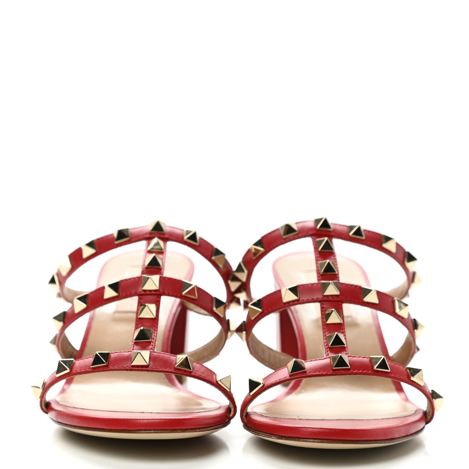 Valentino Garavani Calfskin Rockstud 60mm Caged Slide Sandals 36 Rosso Valentino 2 of 9