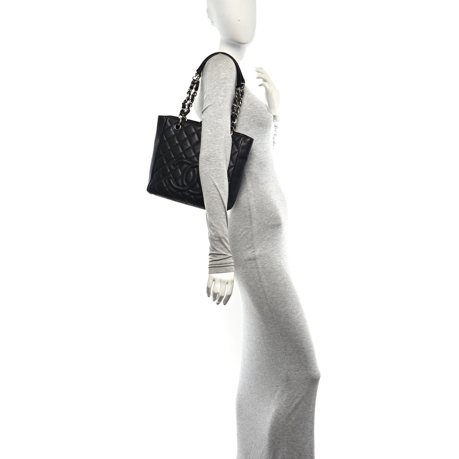 Chanel Caviar Quilted Petit Shopping Tote PST Black 2 of 10