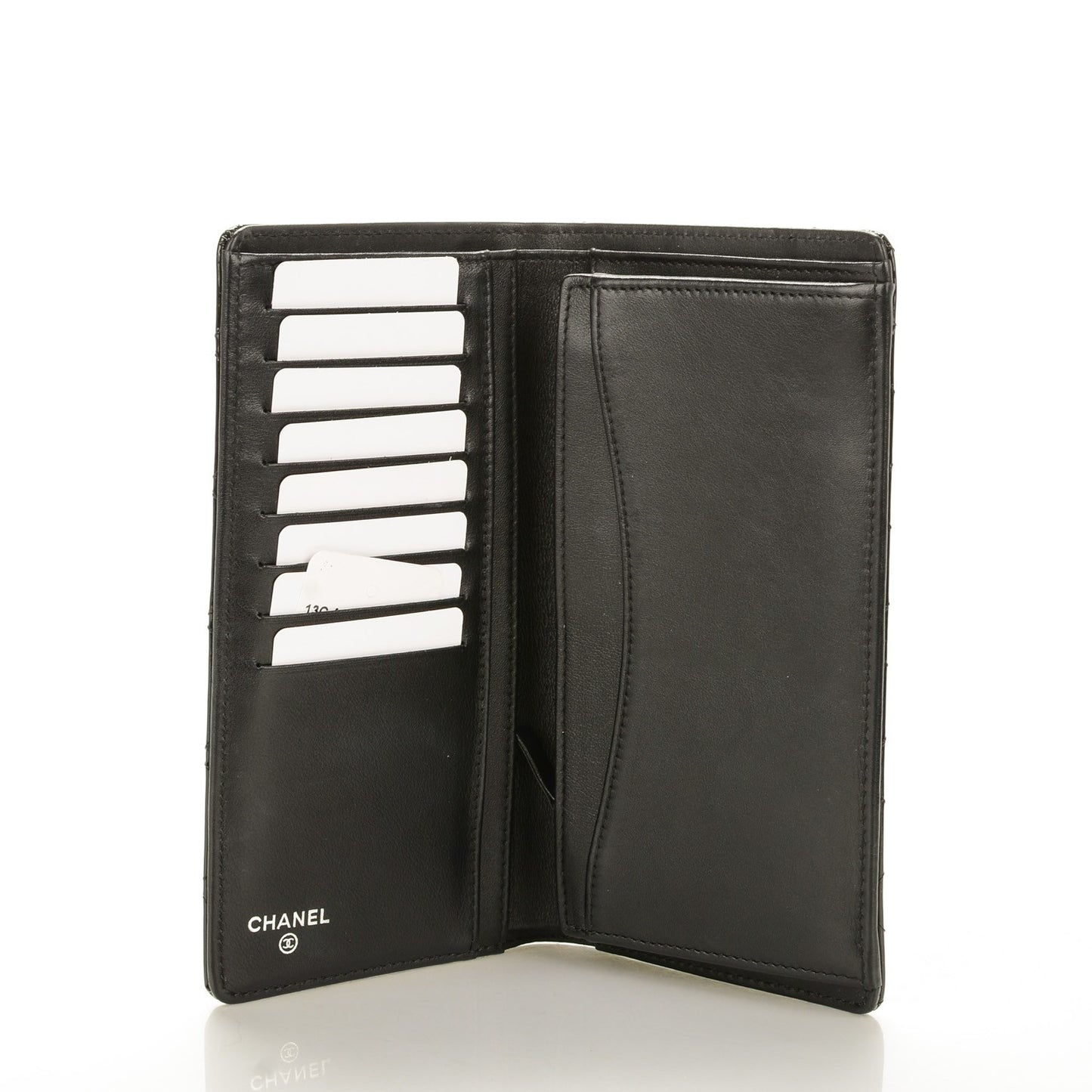 Patent Calfskin Quilted Yen Wallet Black