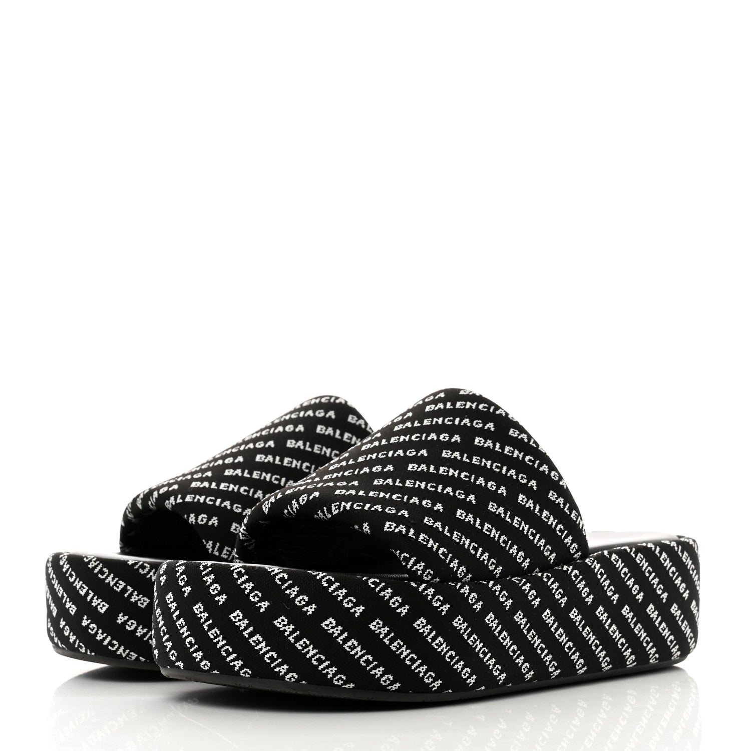 Balenciaga Jacquard Allover Logo Rise Platform Sandals 36 Black White 3 of 8