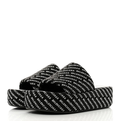 Balenciaga Jacquard Allover Logo Rise Platform Sandals 36 Black White 3 of 8