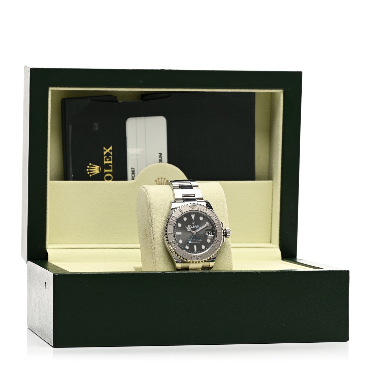 Stainless Steel Platinum 37mm Oyster Perpetual Date Yacht-Master Watch Slate 268622