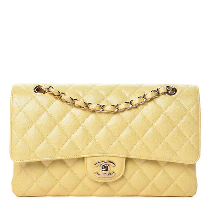 Chanel Iridescent Caviar Quilted Medium Double Flap Yellow 1 of 9