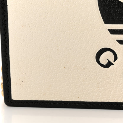 Gucci X ADIDAS Textured Dollar Calfskin Trefoil Embossed Wallet On Chain Off White Black 13 of 17
