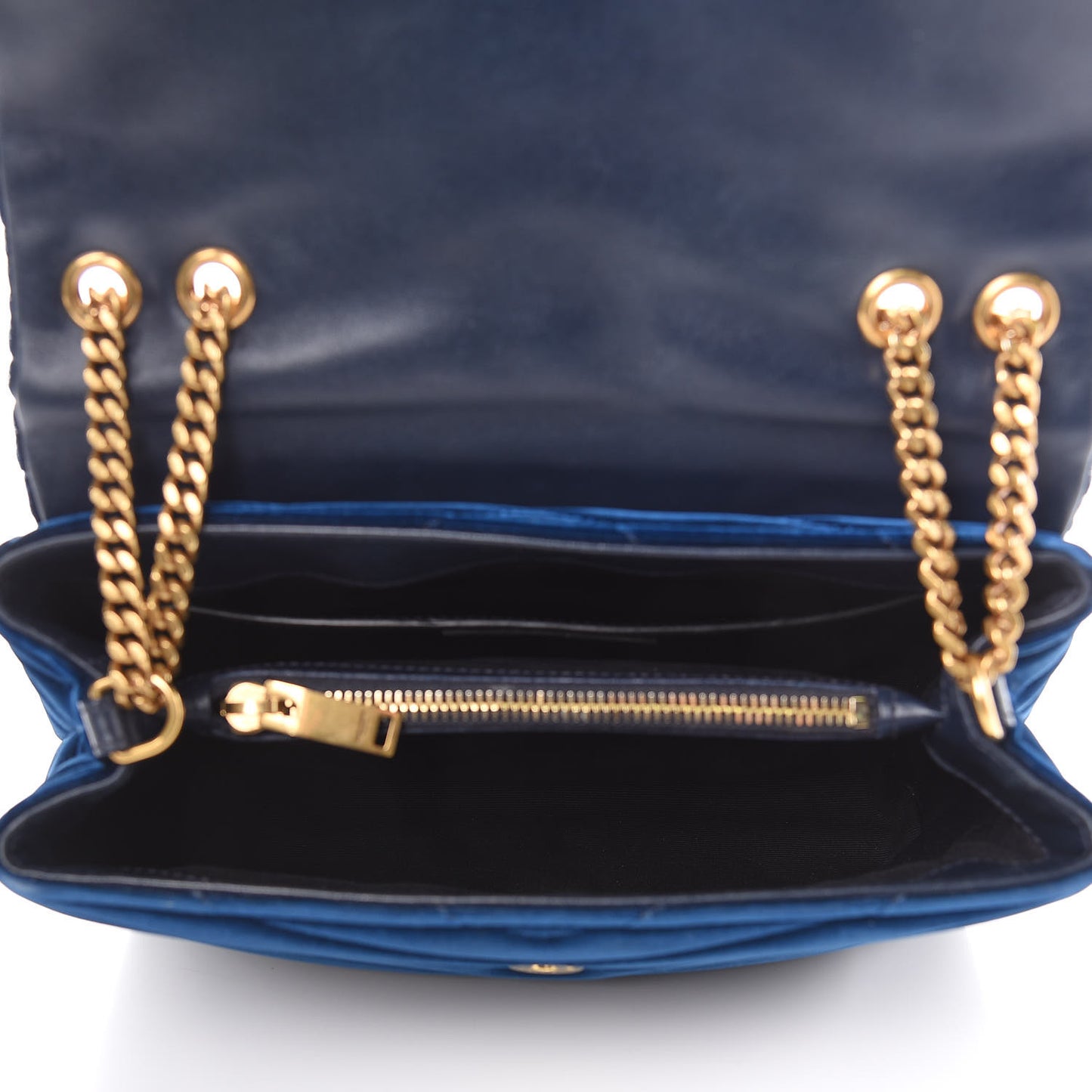 Velvet Y Quilted Monogram Small Loulou Chain Satchel Medium Blue