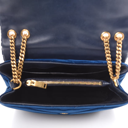 Saint Laurent Velvet Y Quilted Monogram Small Loulou Chain Satchel Medium Blue 5 of 17