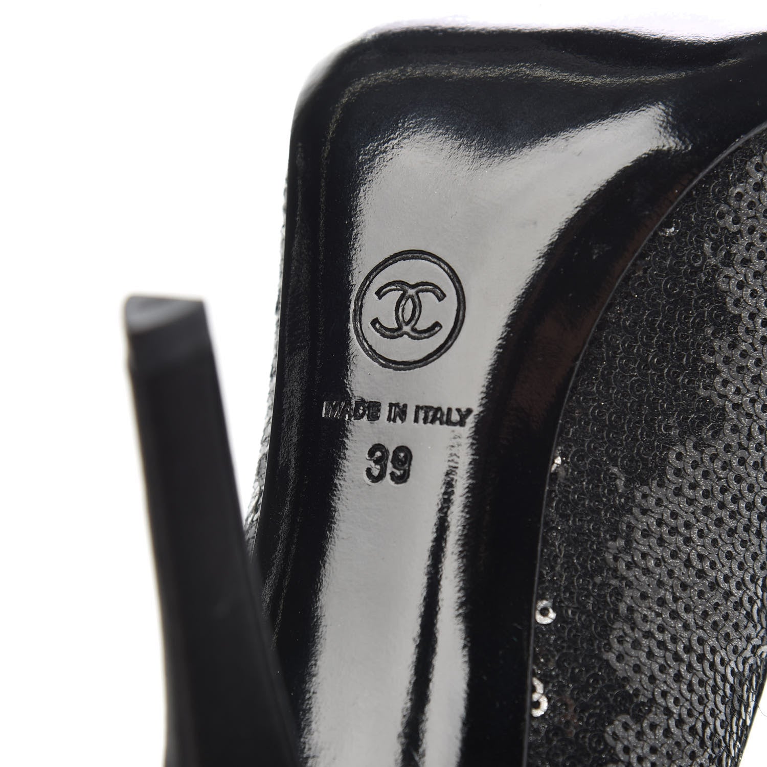 Chanel Sequin Pumps 39 Black 7 of 9
