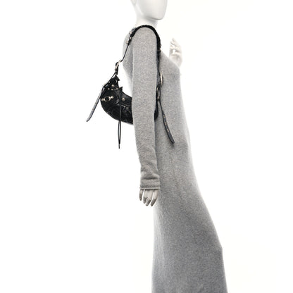 Balenciaga Extra Supple Calfskin Crystal Crocodile Embossed Le Cagole Shoulder Bag XS Black 2 of 12