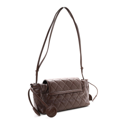 Chanel Lambskin Quilted CC Drawstring Flap Clutch With Strap Brown 3 of 11