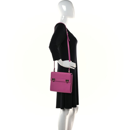 Salvatore Ferragamo Grained Calfskin Mya Flip Lock Shoulder Bag Pink 2 of 14