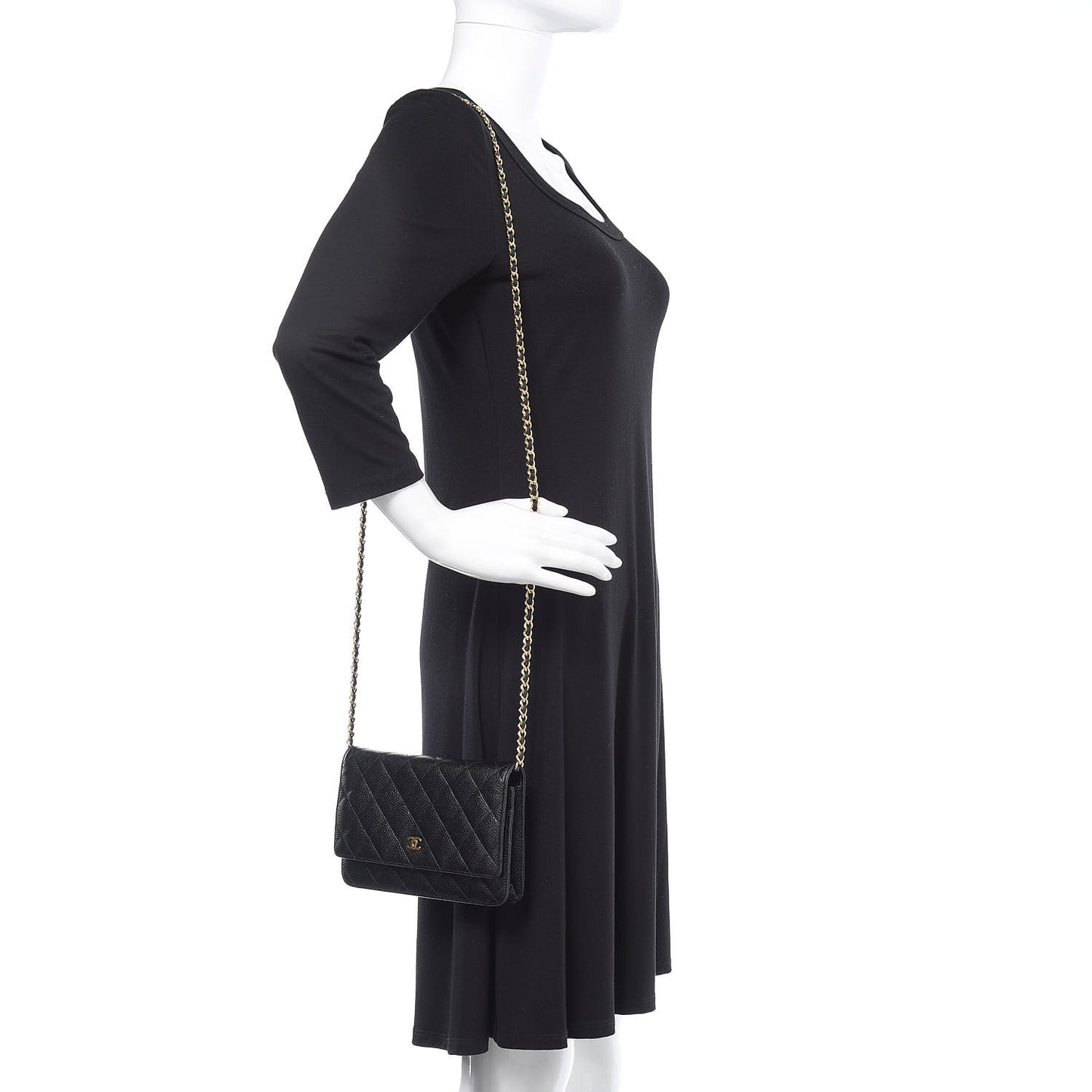 Caviar Quilted Wallet On Chain WOC Black