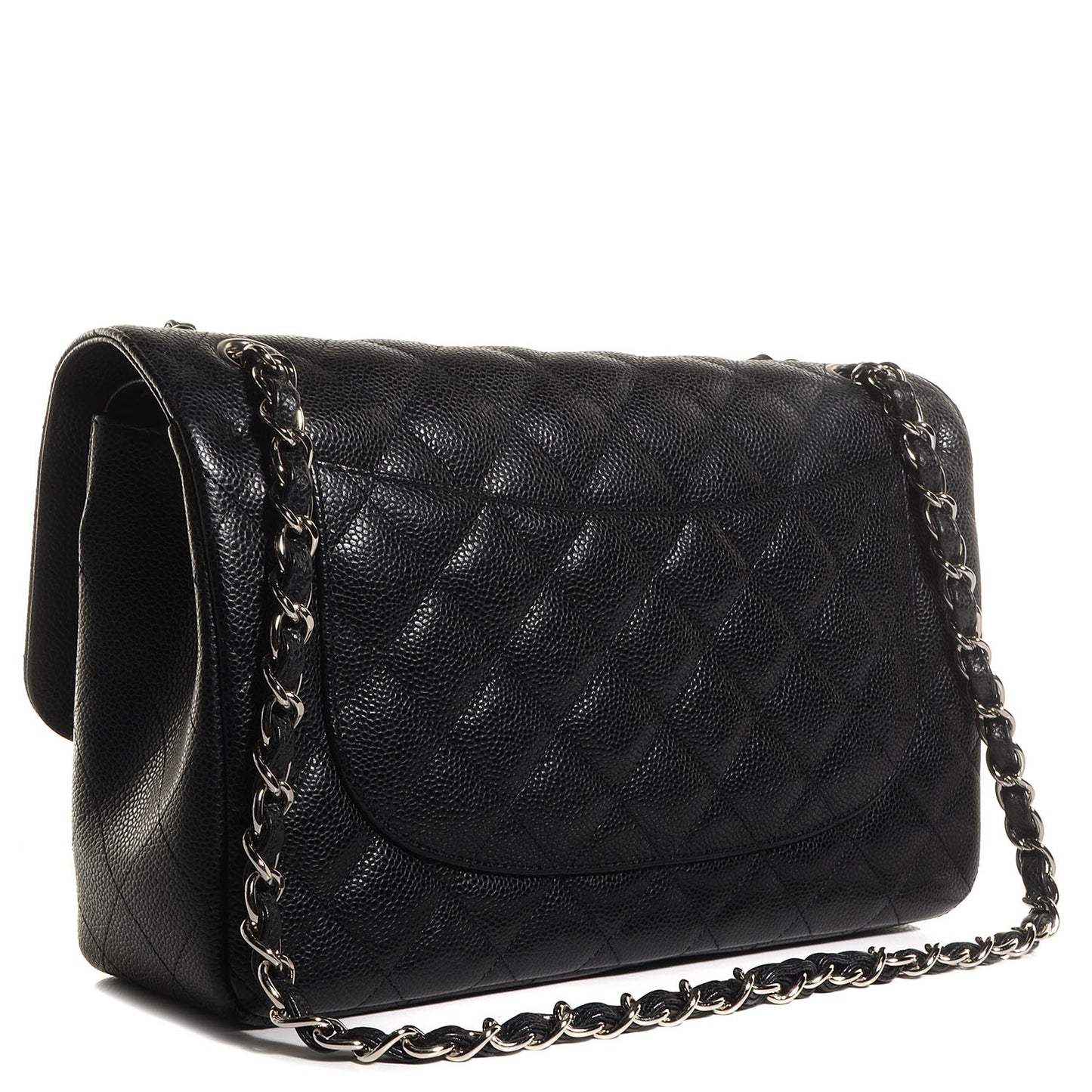 Caviar Quilted Jumbo Double Flap Black