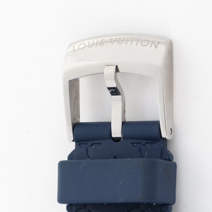 Louis Vuitton Stainless Steel Rubber Diamond 34mm Tambour Lovely Cup Quartz Watch Blue 6 of 12