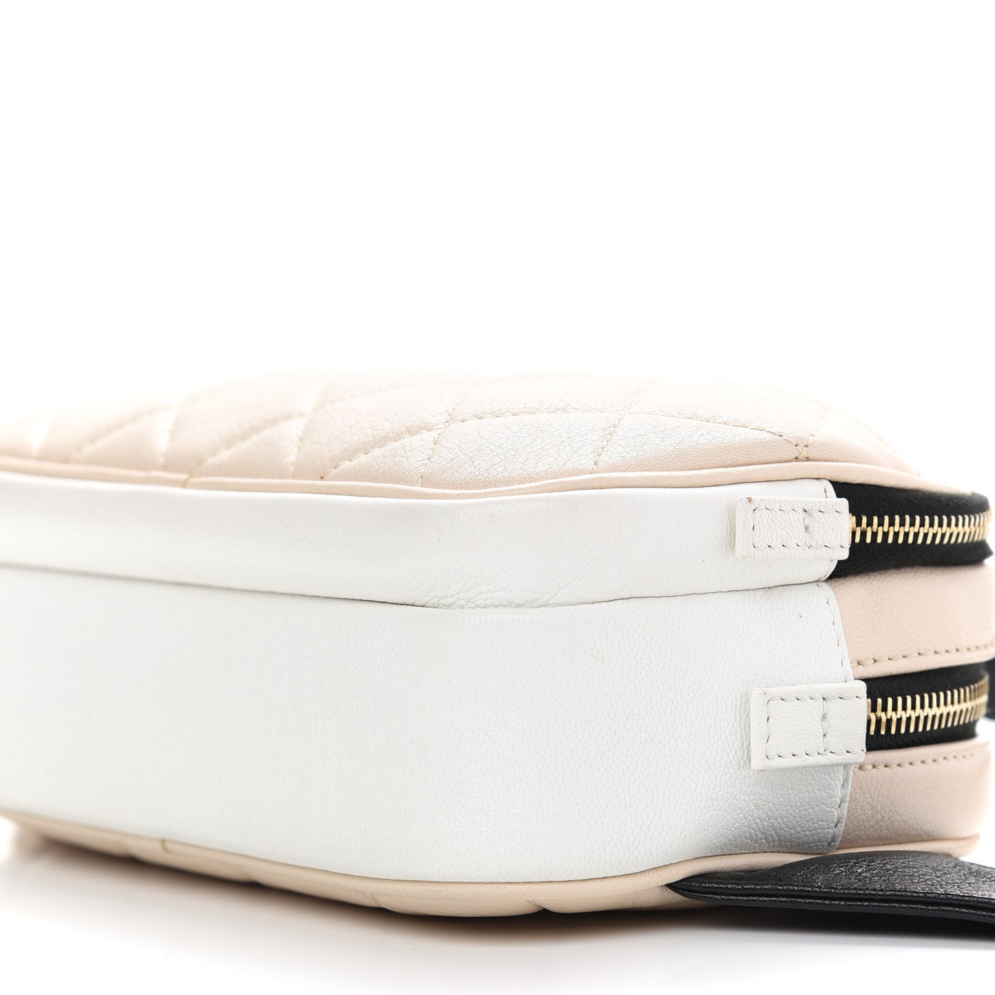 Goatskin Quilted Waist Bag Beige White Black
