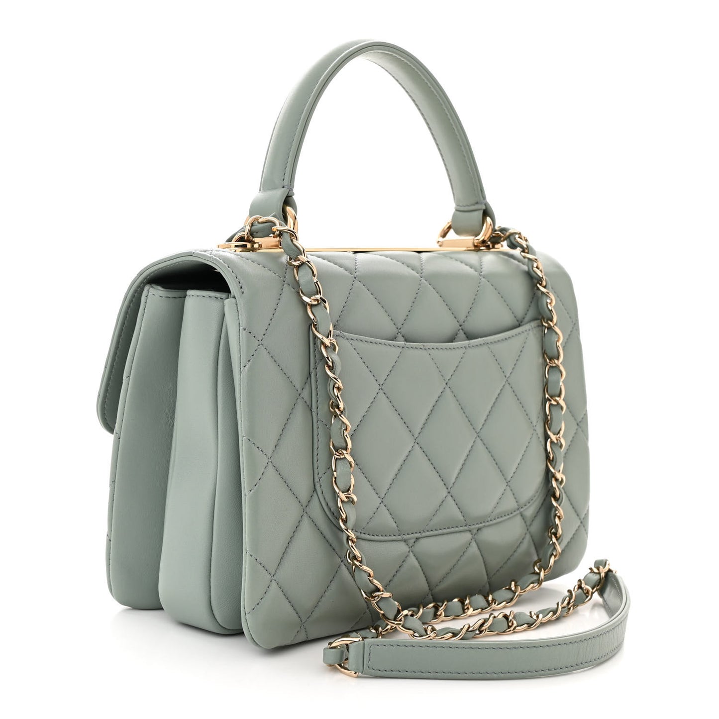 Lambskin Quilted Small Trendy CC Flap Dual Handle Bag Light Grey