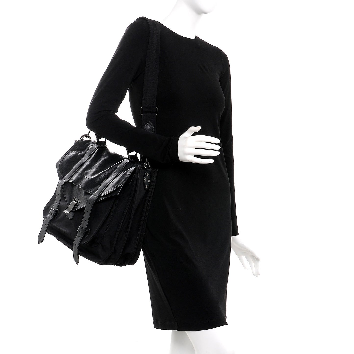 Lambskin Nylon Extra Large PS1 Satchel Black