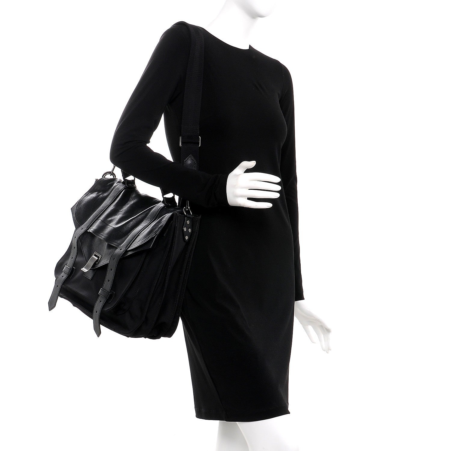 Proenza Schouler Lambskin Nylon Extra Large PS1 Satchel Black 2 of 14