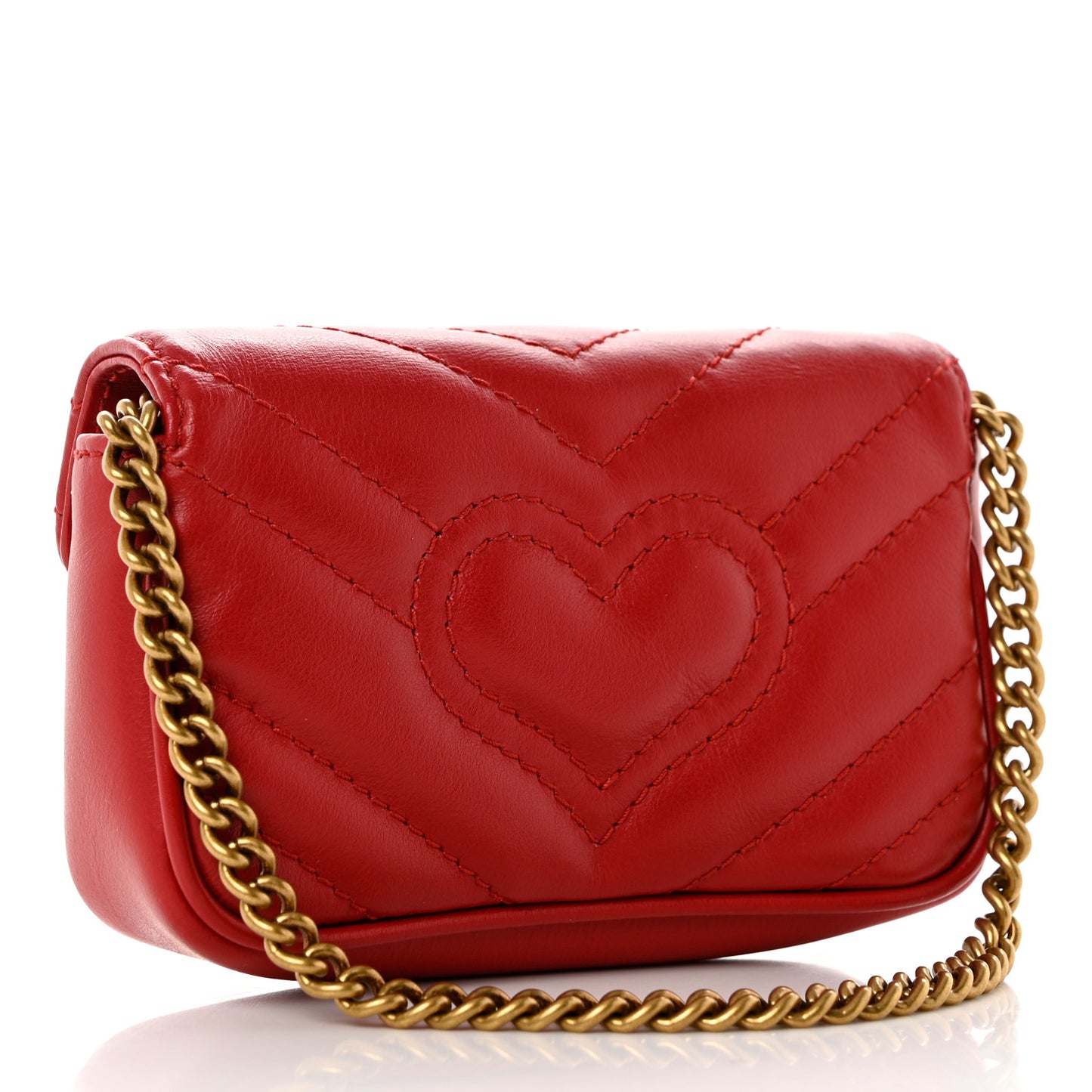 Calfskin Matelasse GG Marmont 2.0 Coin Purse On A Chain Hibiscus Red