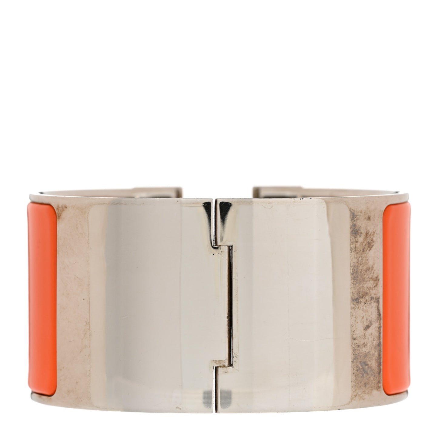 Enamel Clic Clac H Extra Wide Bracelet GM Orange Fruite White