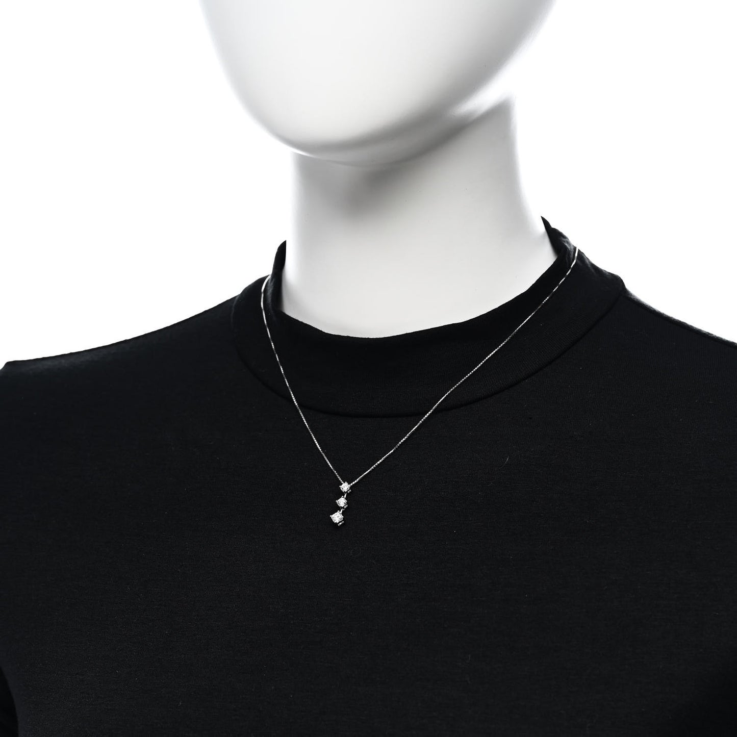 Platinum Diamond .69ctw Graduated Triple Drop Pendant Necklace