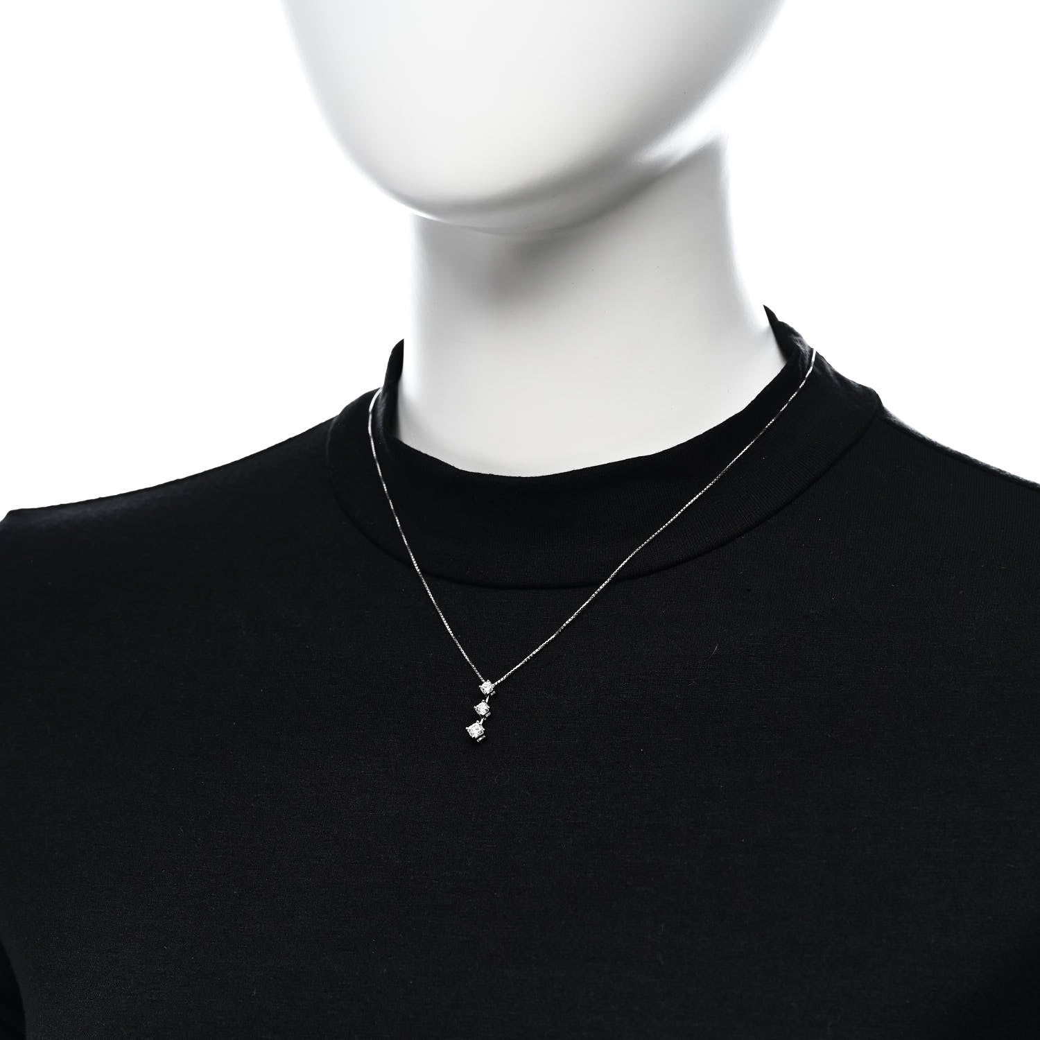 Parker & West by FASHIONPHILE Platinum Diamond .69ctw Graduated Triple Drop Pendant Necklace 2 of 6