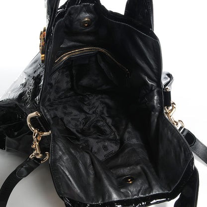 Gucci Patent Large Hysteria Top Handle Bag Black 5 of 8