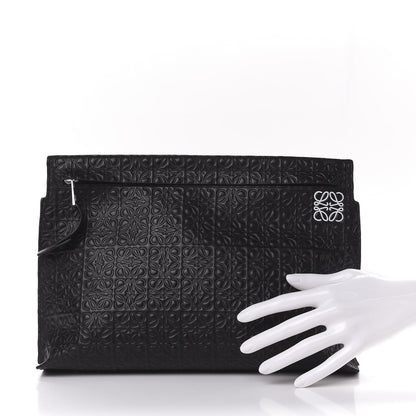 Loewe Calfskin Embossed Repeat T Pouch Black 2 of 10