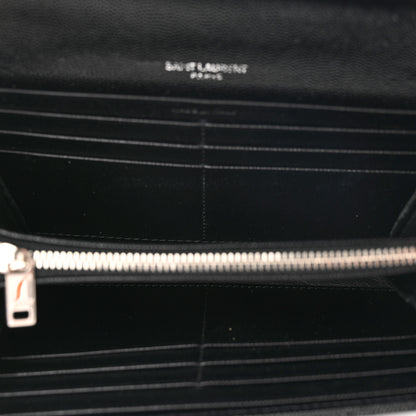 Saint Laurent Grain De Poudre Matelasse Chevron Monogram Flap Wallet Black 5 of 7