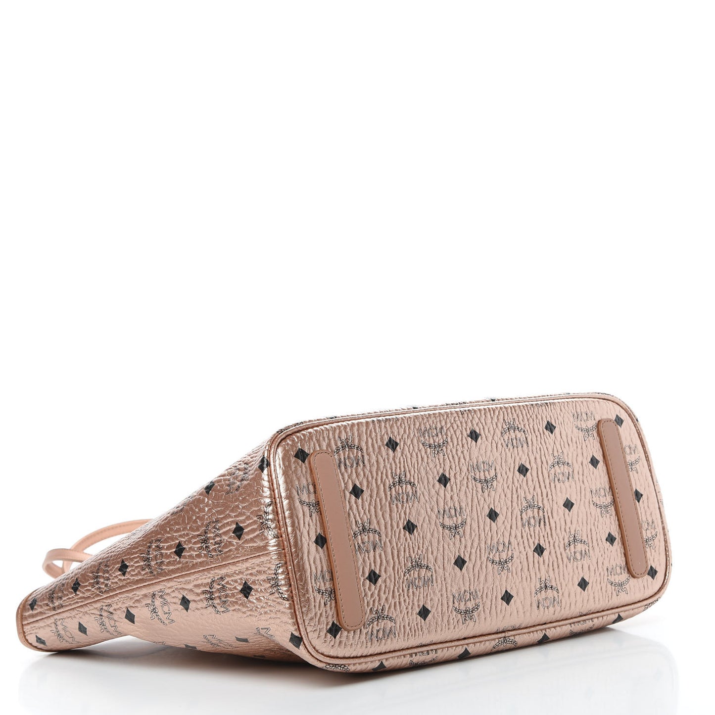 Metallic Visetos Medium Reversible Shopper Tote Champagne Gold