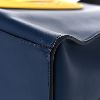 Fendi Vitello Grace Century Stamp Patch Lui Urban Briefcase Blue Scuro Sunflower 8 of 14