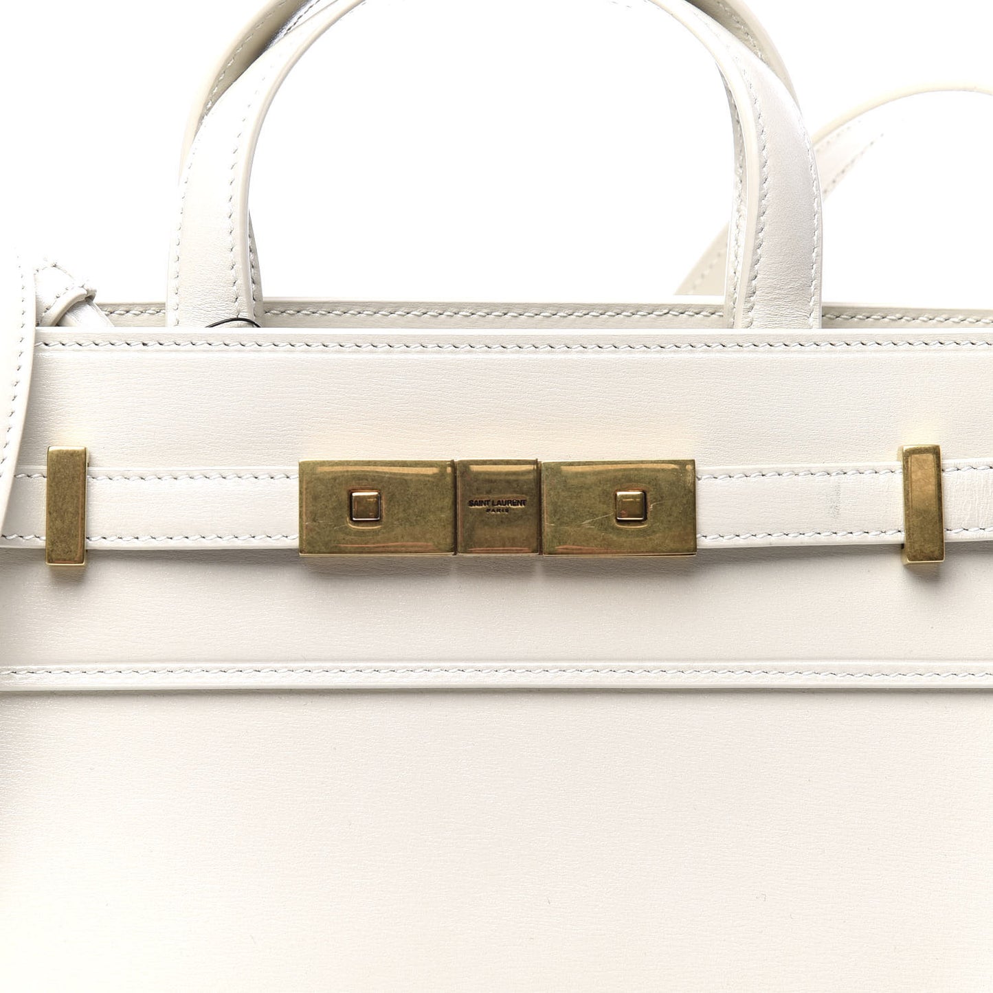Smooth Calfskin Nano Manhattan Shopper Tote Crema Soft