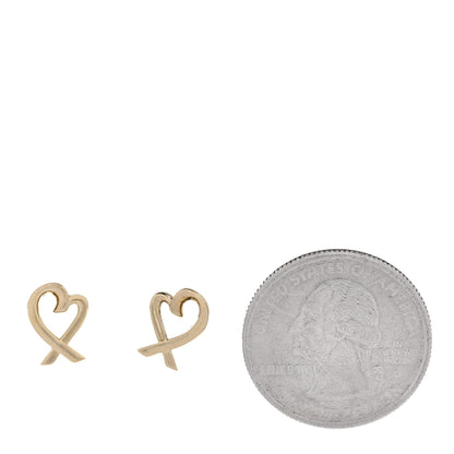 Tiffany 18K Yellow Gold Mini Paloma Picasso Loving Heart Earrings 2 of 4