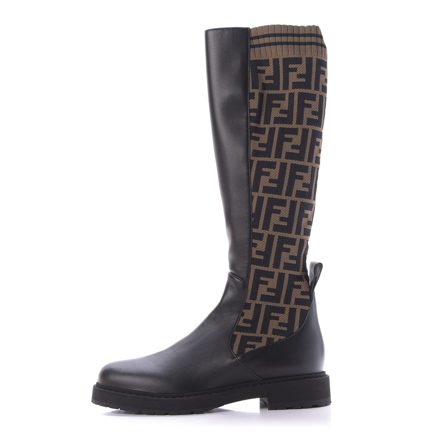 Nappa Microfiber Fabric FF Rockoko Tall Boots 37 Black Tobacco