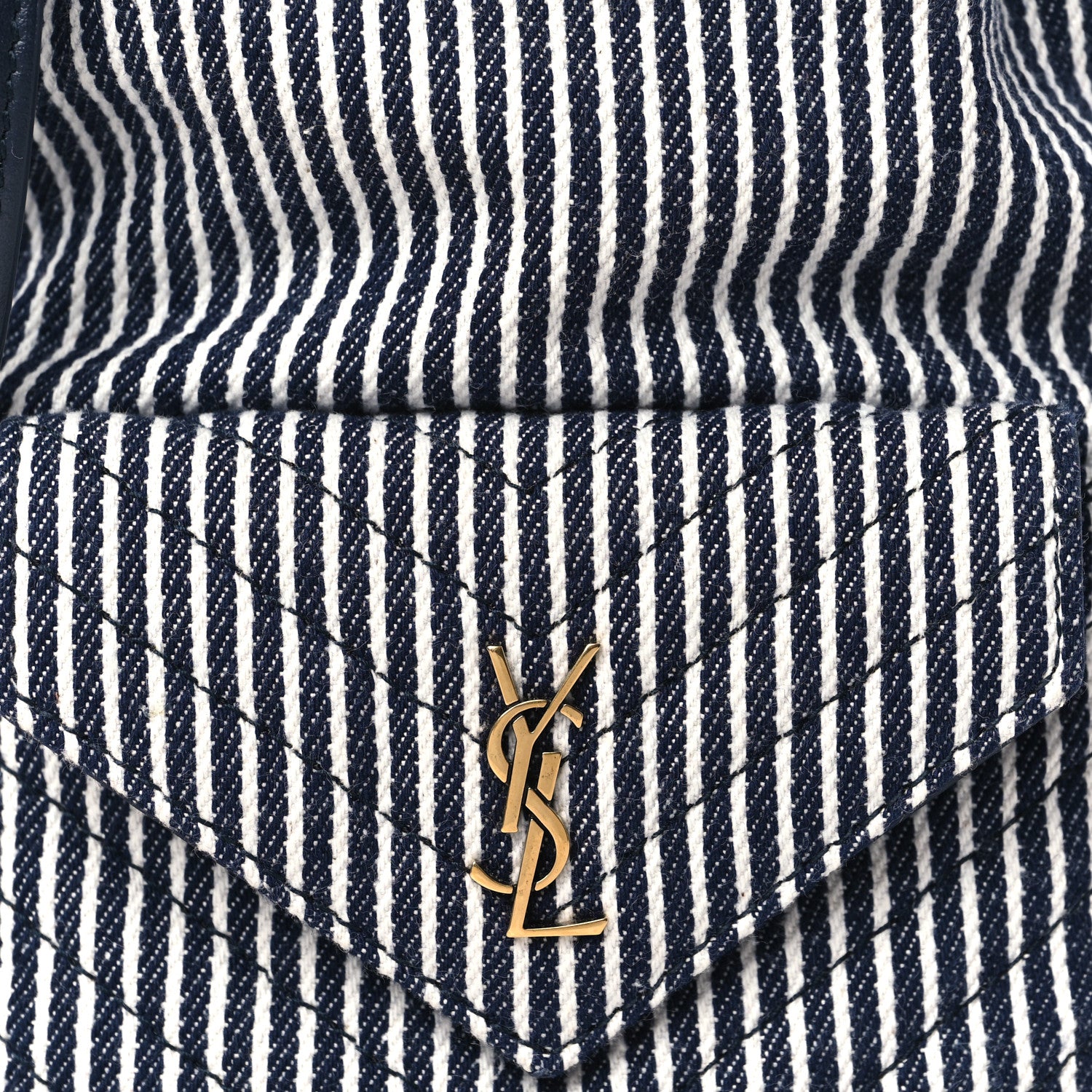 Saint Laurent Canvas Striped Nano Joe Bucket Bag Deep Marine Cream 7 of 10