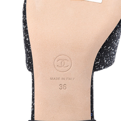 Chanel Tweed CC Mules 36 Black White 9 of 11