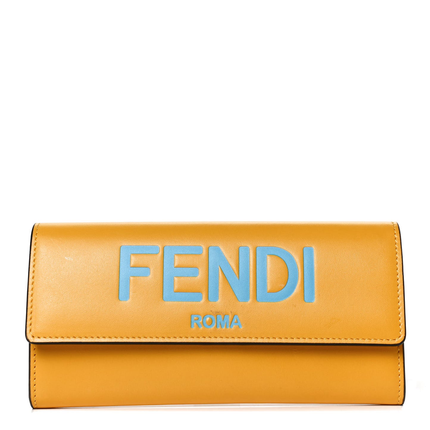 Vitello King Tamponata Logo Embossed Continental Wallet Mimosa Cyber Blue