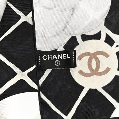 Chanel Silk Camellia CC Square Scarf Black 3 of 4