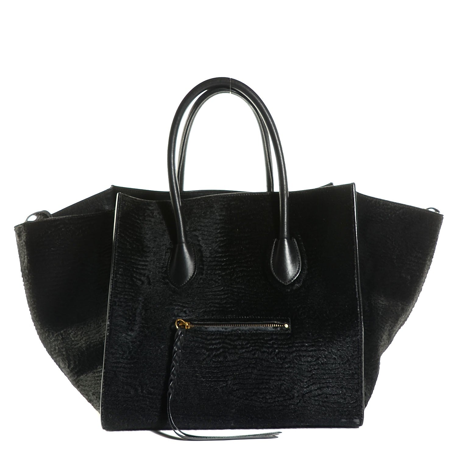 Celine Astrakhan Pony Hair Medium Phantom Luggage Black 1 of 8