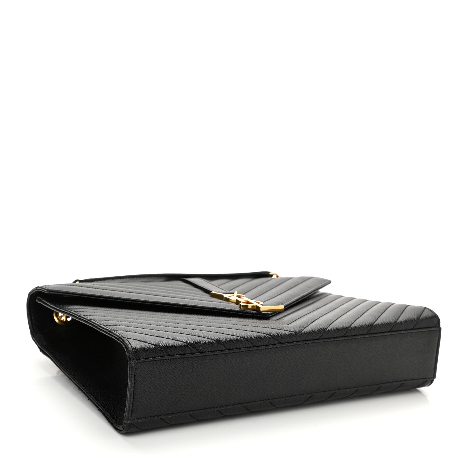 Saint Laurent Grain De Poudre Matelasse Chevron Large Monogram Satchel Black 4 of 10