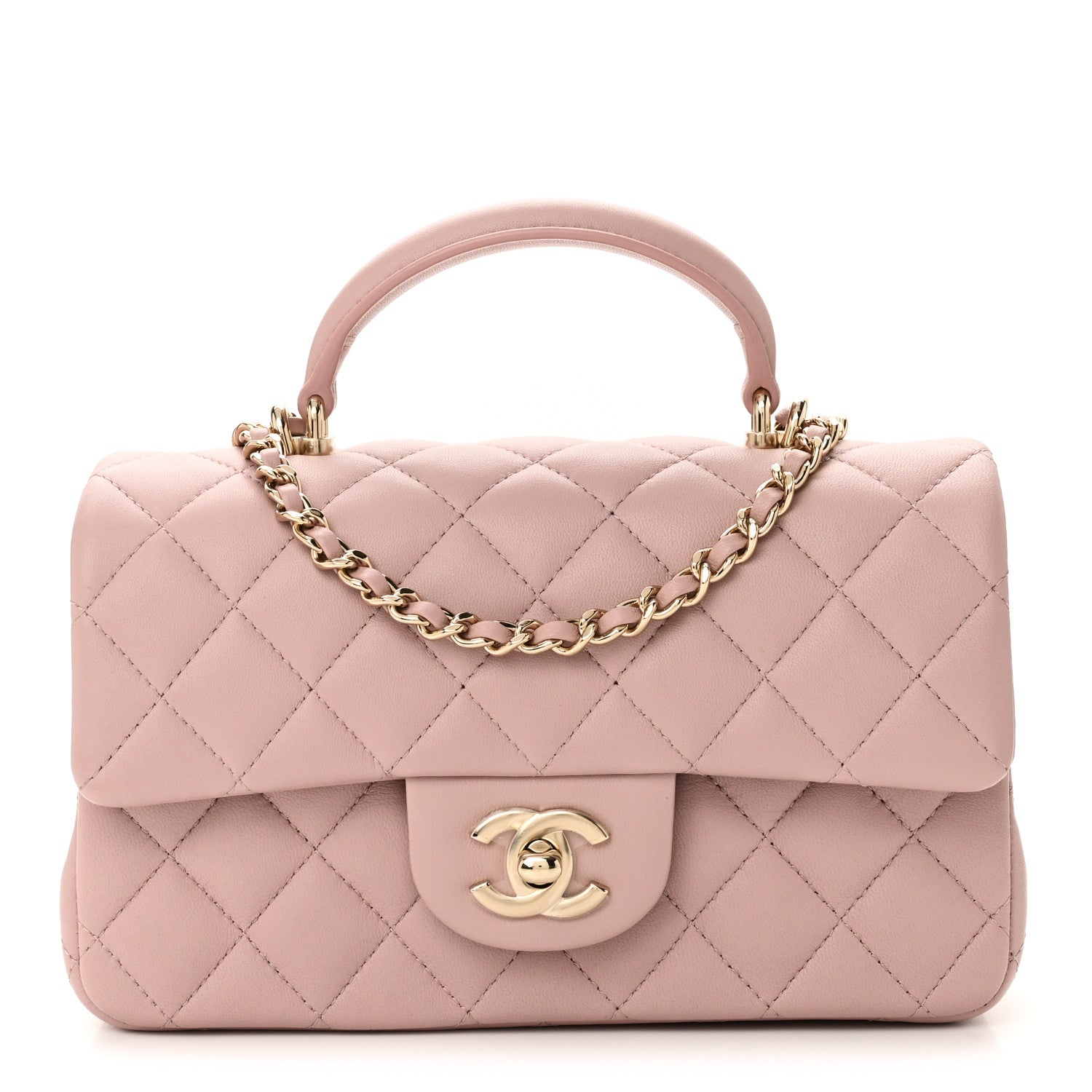 Chanel Lambskin Quilted Mini Top Handle Rectangular Flap Light Pink 1 of 11