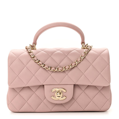 Chanel Lambskin Quilted Mini Top Handle Rectangular Flap Light Pink 1 of 11