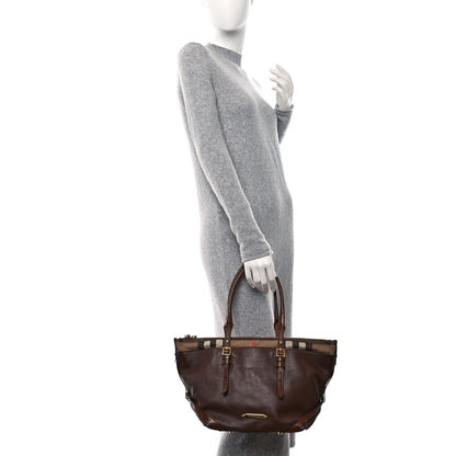 Burberry Calfskin House Check Small Salisbury Tote Brown 2 of 9