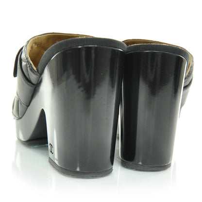 Chanel Leather Quilted Wooden Mules 41.5 Black 3 of 9