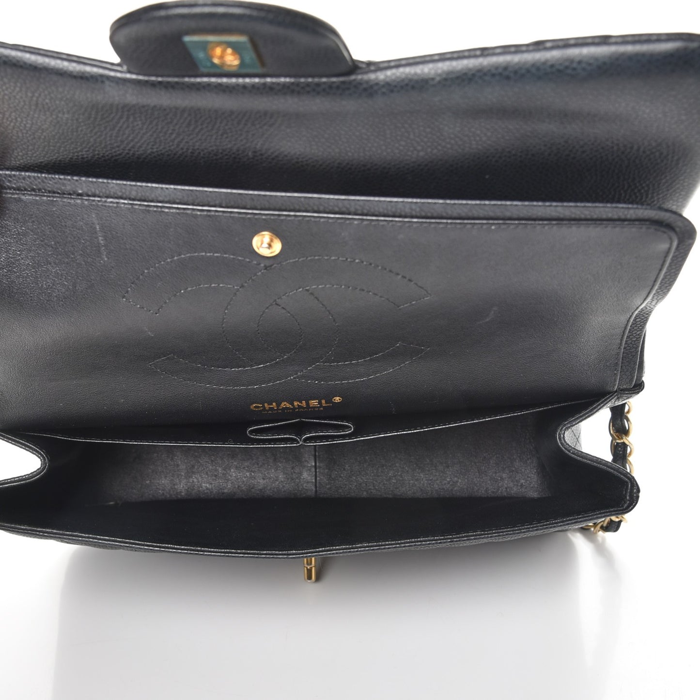 Caviar Quilted Jumbo Double Flap Black