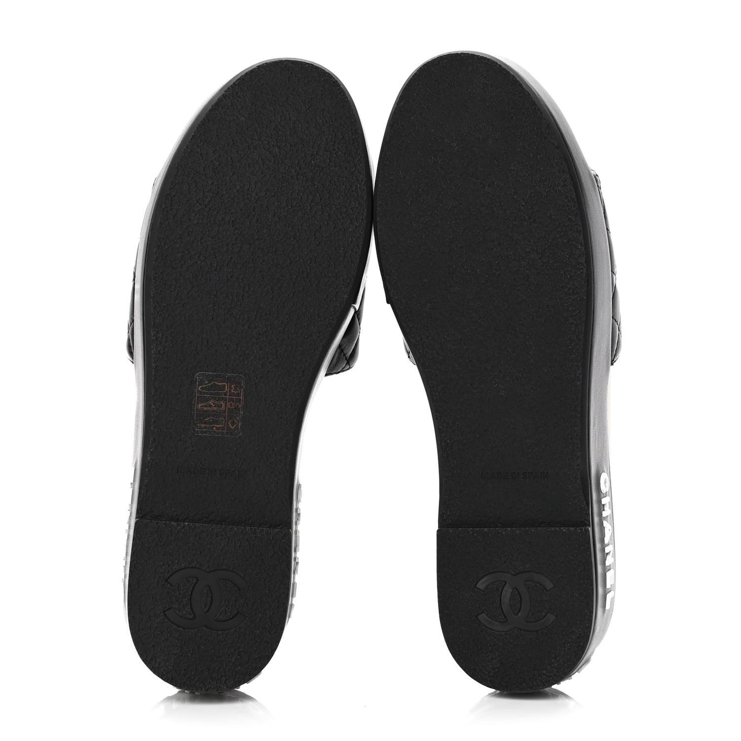 Lambskin Quilted CC Espadrille Slip On Sandals 39 Black