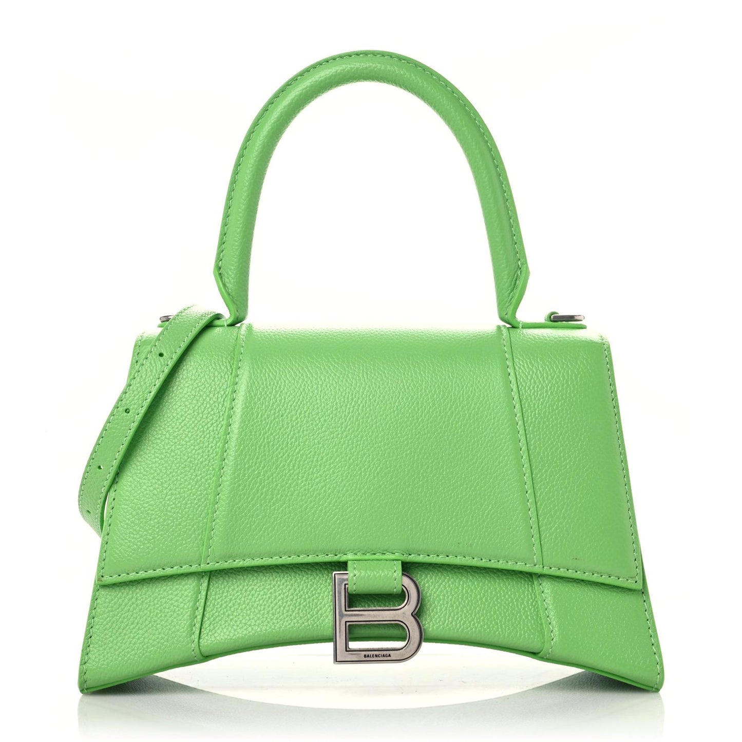 Grained Calfskin Small Hourglass Top Handle Bag Light Green