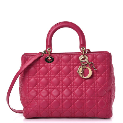 Christian Dior Lambskin Cannage Large Lady Dior Fuchsia 1 of 10