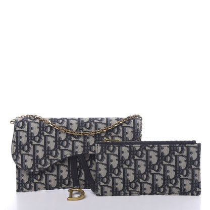 Christian Dior Oblique Saddle Chain Long Wallet Blue 3 of 12