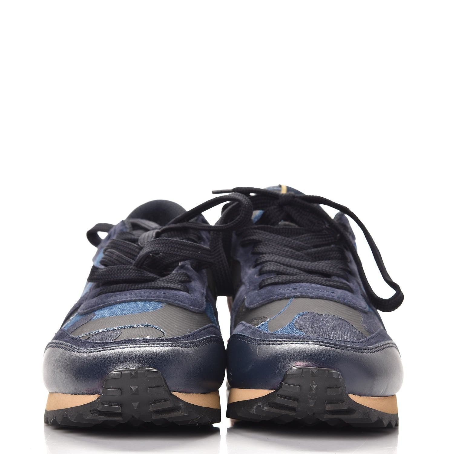 Valentino Garavani Denim Suede Camouflage Womens Rockrunner Sneakers 38 Marine 2 of 9