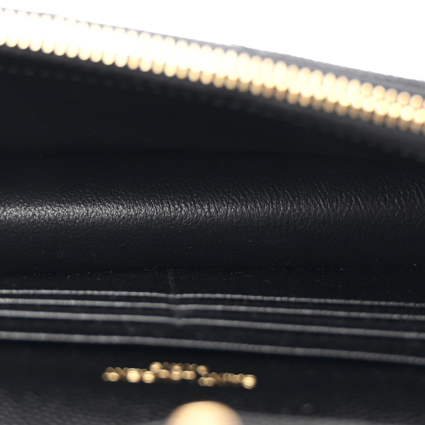 Grain De Poudre Matelasse Chevron Monogram Envelope Chain Wallet Black
